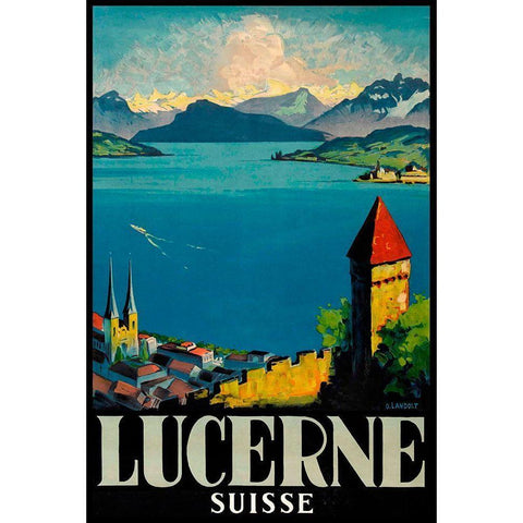 Lucerne Black Modern Wood Framed Art Print with Double Matting by Vintage Apple Collection