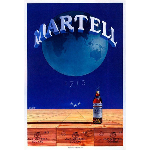 Martell White Modern Wood Framed Art Print by Vintage Apple Collection