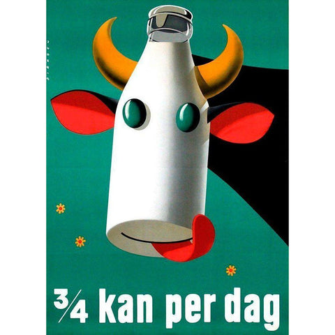 Milk Cow Black Modern Wood Framed Art Print with Double Matting by Vintage Apple Collection