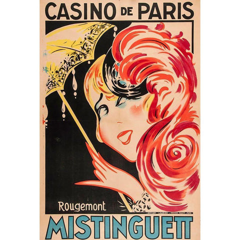 Mistinguett White Modern Wood Framed Art Print by Vintage Apple Collection