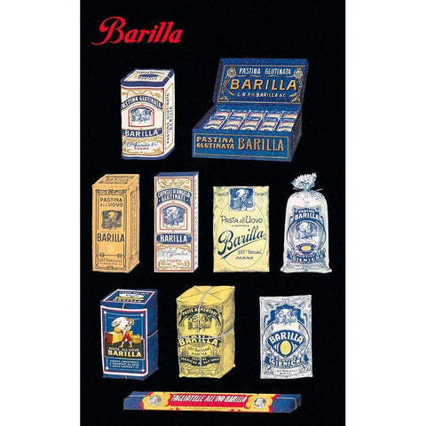 Pasta Barilla Black Modern Wood Framed Art Print with Double Matting by Vintage Apple Collection