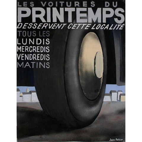 Printemps Tires Black Modern Wood Framed Art Print with Double Matting by Vintage Apple Collection