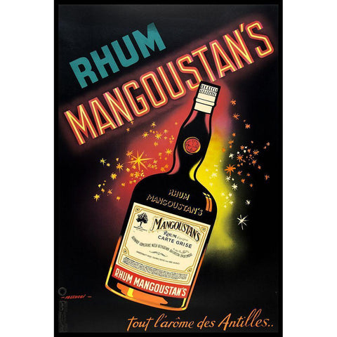 Rhum Mangoustan Black Modern Wood Framed Art Print with Double Matting by Vintage Apple Collection