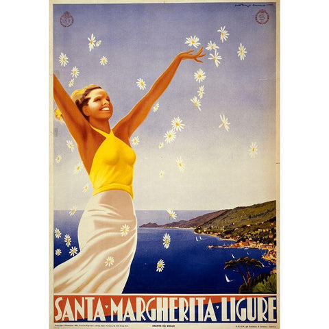 Santa Margherita Ligure White Modern Wood Framed Art Print by Vintage Apple Collection