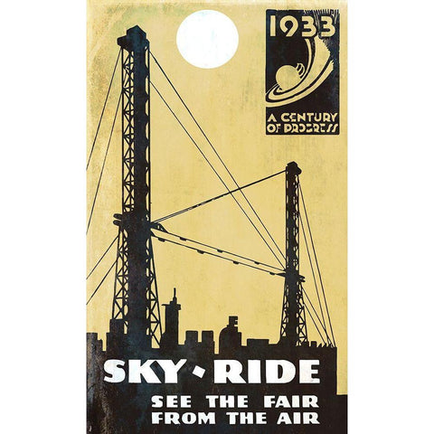 Skyride Yellow White Modern Wood Framed Art Print by Vintage Apple Collection