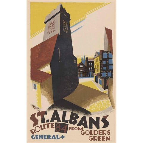 St. Albans Black Modern Wood Framed Art Print with Double Matting by Vintage Apple Collection