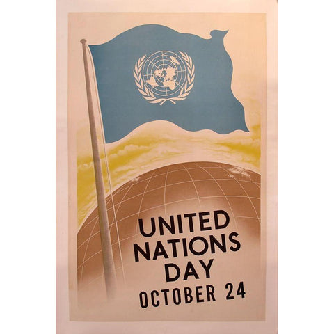 United Nations White Modern Wood Framed Art Print by Vintage Apple Collection