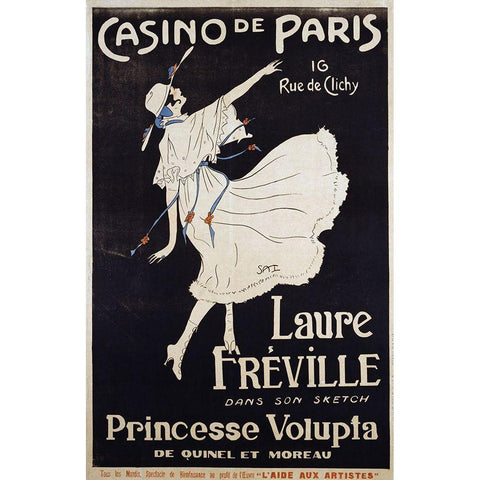 Casino De Paris Voluptua White Modern Wood Framed Art Print by Vintage Apple Collection