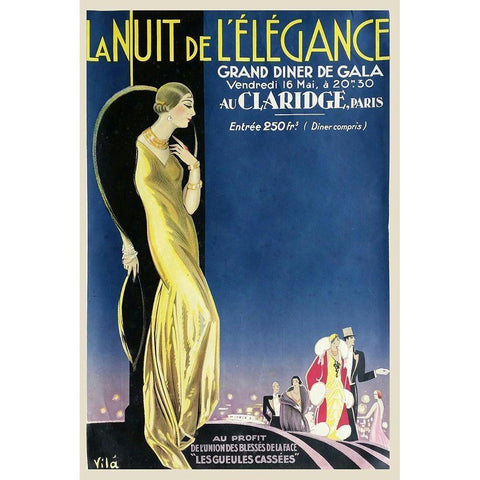 Nuit Elegance Gold Ornate Wood Framed Art Print with Double Matting by Vintage Apple Collection