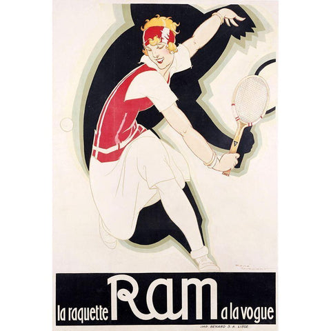 RAM Art Deco Tennis White Modern Wood Framed Art Print by Vintage Apple Collection