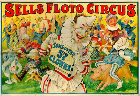 Sells Circus Black Ornate Wood Framed Art Print with Double Matting by Vintage Apple Collection