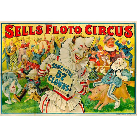 Sells Circus White Modern Wood Framed Art Print by Vintage Apple Collection