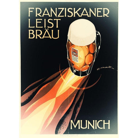 Beer Munich White Modern Wood Framed Art Print by Vintage Apple Collection