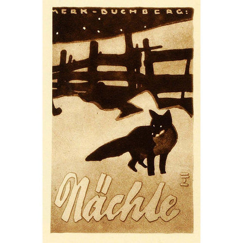 fox nite Black Modern Wood Framed Art Print by Vintage Apple Collection