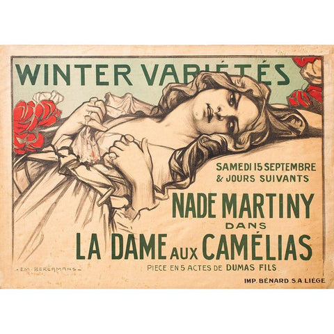 la-dame-aux-camelias Gold Ornate Wood Framed Art Print with Double Matting by Vintage Apple Collection