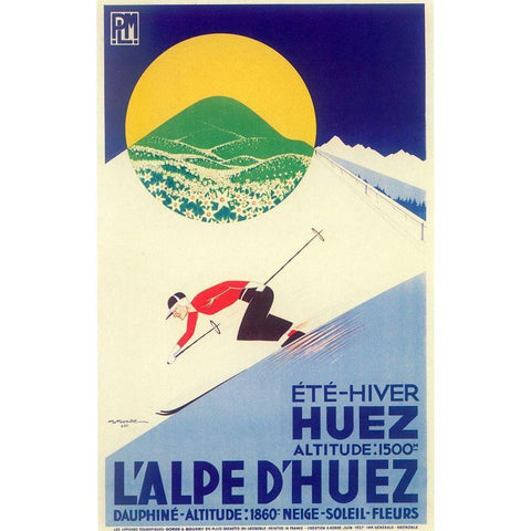 Alpe de Huez Black Modern Wood Framed Art Print with Double Matting by Vintage Apple Collection