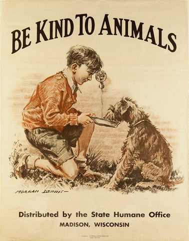 Be Kind to Animals Black Ornate Wood Framed Art Print with Double Matting by Vintage Apple Collection