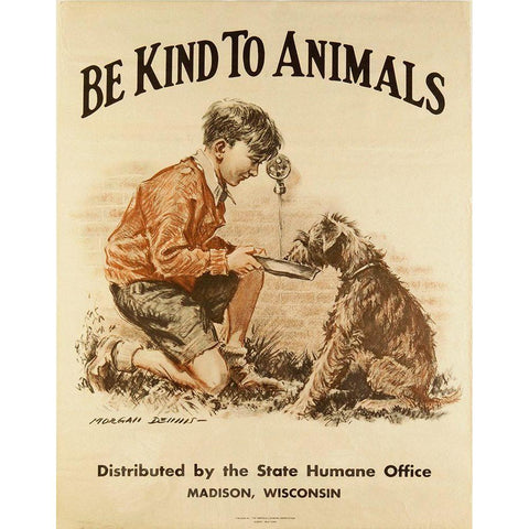 Be Kind to Animals Black Modern Wood Framed Art Print with Double Matting by Vintage Apple Collection