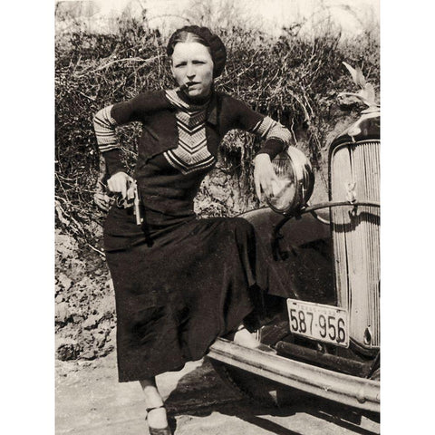 Bonnie Parker White Modern Wood Framed Art Print by Vintage Apple Collection