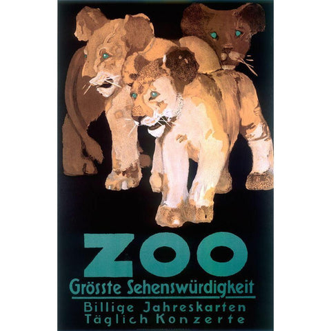 Cub Zoo Black Modern Wood Framed Art Print with Double Matting by Vintage Apple Collection