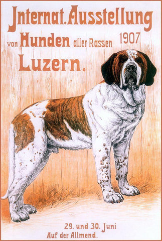 German Dog Black Ornate Wood Framed Art Print with Double Matting by Vintage Apple Collection