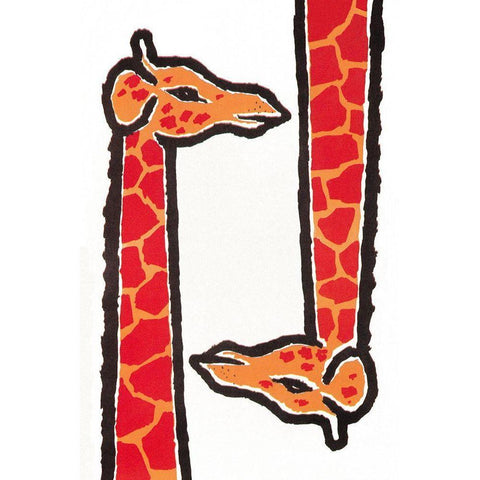 Giraffes Gold Ornate Wood Framed Art Print with Double Matting by Vintage Apple Collection