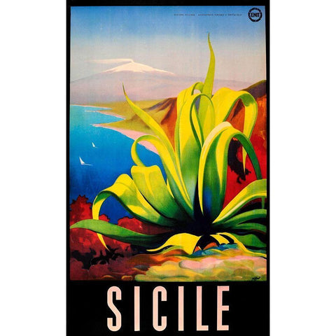 Sicile Black Modern Wood Framed Art Print by Vintage Apple Collection