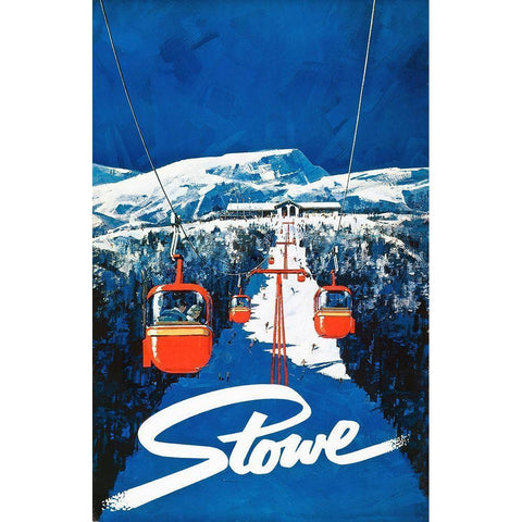 Vintage Ski Poster White Modern Wood Framed Art Print by Vintage Apple Collection