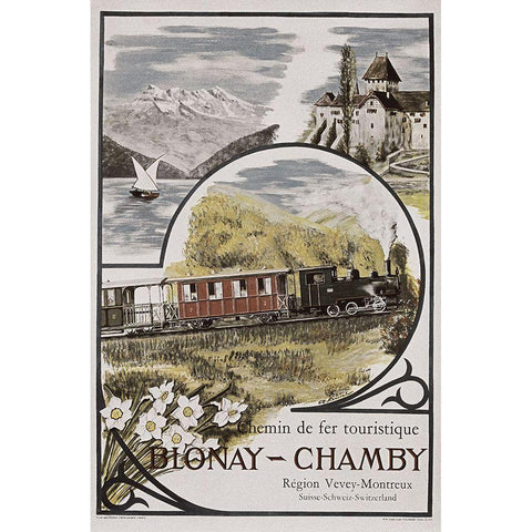 blonay_chamby White Modern Wood Framed Art Print by Vintage Apple Collection