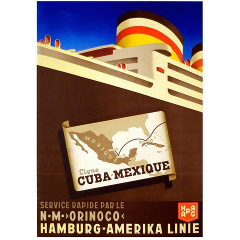 cuba_mexique Gold Ornate Wood Framed Art Print with Double Matting by Vintage Apple Collection