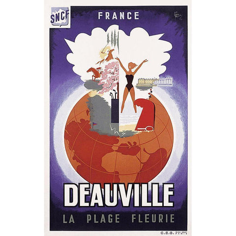 deauville_fr White Modern Wood Framed Art Print by Vintage Apple Collection