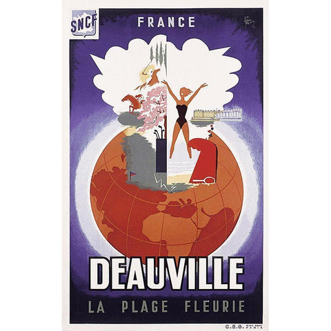 deauville_fr Black Modern Wood Framed Art Print by Vintage Apple Collection