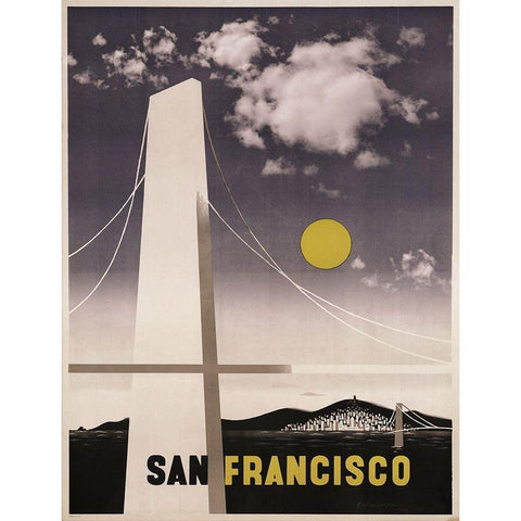 san_francisco_gg_bridge Black Modern Wood Framed Art Print by Vintage Apple Collection