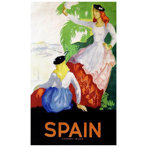 spain_canary Black Modern Wood Framed Art Print with Double Matting by Vintage Apple Collection