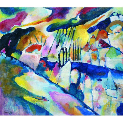 Kandinsky Paesaggio con Pioggia White Modern Wood Framed Art Print by Vintage Apple Collection