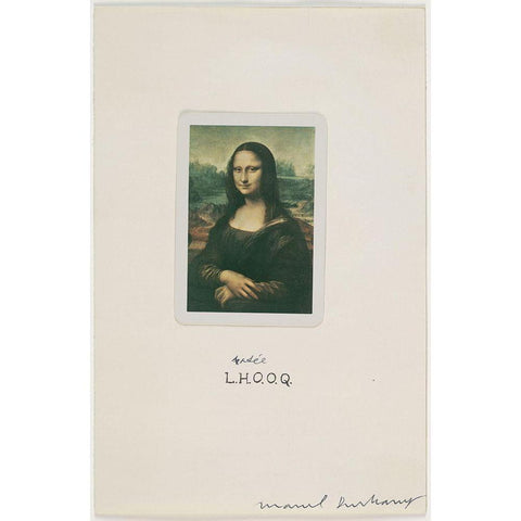 Marcel Duchamp - L.H.O.O.Q. Shaved Gold Ornate Wood Framed Art Print with Double Matting by Vintage Apple Collection