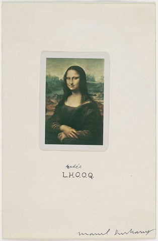 Marcel Duchamp - L.H.O.O.Q. Shaved Black Ornate Wood Framed Art Print with Double Matting by Vintage Apple Collection