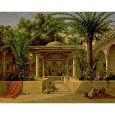 Khabanija_fountain_cairo_1845 Gold Ornate Wood Framed Art Print with Double Matting by Vintage Apple Collection