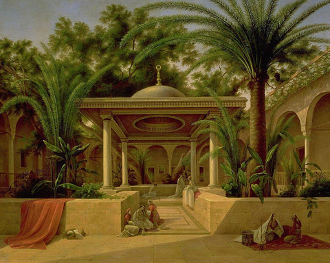 Khabanija_fountain_cairo_1845 Black Ornate Wood Framed Art Print with Double Matting by Vintage Apple Collection