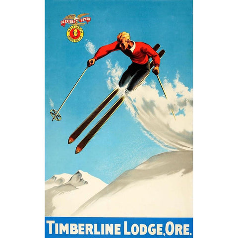 Timeberline Lodge White Modern Wood Framed Art Print by Vintage Apple Collection