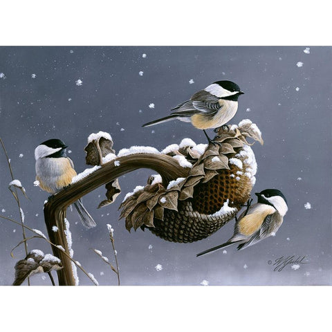 Winter Trio Gold Ornate Wood Framed Art Print with Double Matting by Goebel, Wilhelm