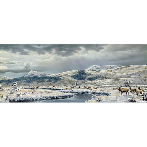 September Snow Black Modern Wood Framed Art Print with Double Matting by Goebel, Wilhelm