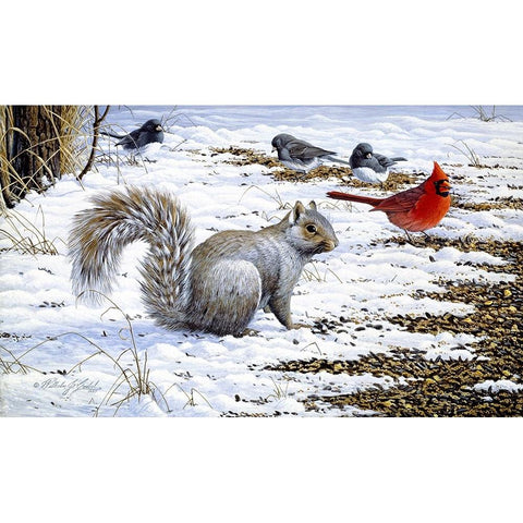 Under The Feeder Black Modern Wood Framed Art Print by Goebel, Wilhelm