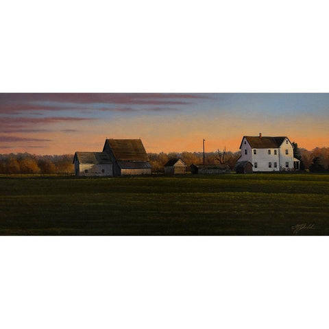 Sunset On A Family Farm Gold Ornate Wood Framed Art Print with Double Matting by Goebel, Wilhelm