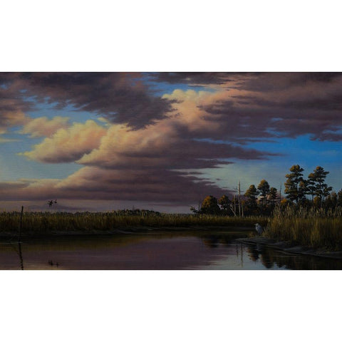 Sunset On Wicomico Creek Black Modern Wood Framed Art Print with Double Matting by Goebel, Wilhelm