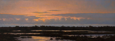 Assateague Sunset 2 White Modern Wood Framed Art Print with Double Matting by Goebel, Wilhelm
