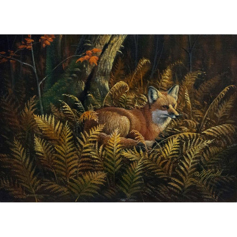 Bed of Ferns White Modern Wood Framed Art Print by Goebel, Wilhelm