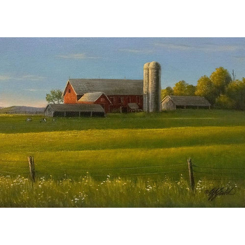Lancaster County Farm Black Modern Wood Framed Art Print with Double Matting by Goebel, Wilhelm