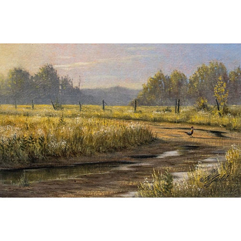 Country Lane Black Modern Wood Framed Art Print with Double Matting by Goebel, Wilhelm