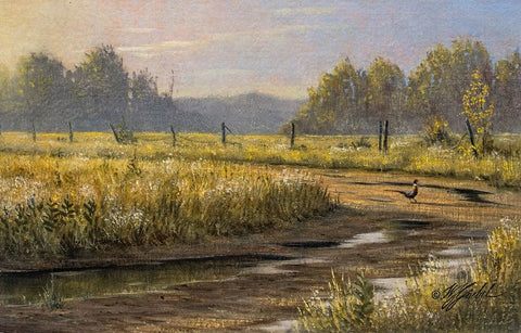Country Lane Black Ornate Wood Framed Art Print with Double Matting by Goebel, Wilhelm